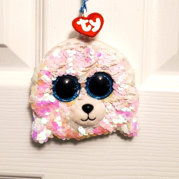 Ty Beanie Boos Coin Purse - Flippy Sequin - Icy Seal - Picture 1 of 5